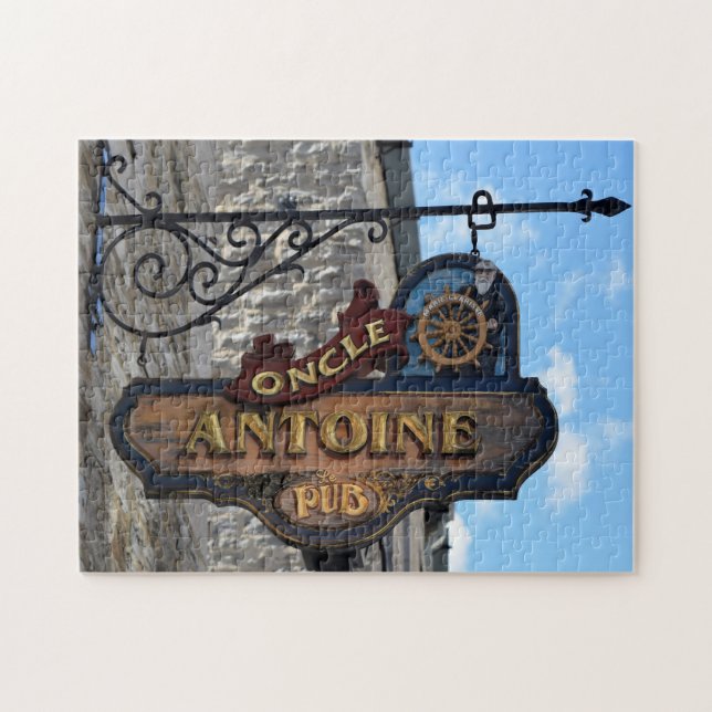 Quebra-cabeça O Pub Antigo Assina o Quebec Canada. (Horizontal)