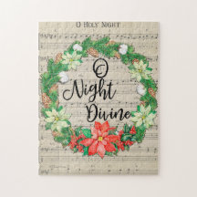 O Santa Noite Folha Música Natal Wreath