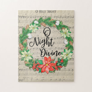 Quebra-cabeça O Santa Noite Folha Música Natal Wreath
