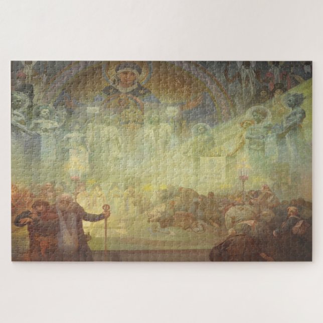 Quebra-cabeça O Santo Monte Athos de Mucha - Um Nouveau de Arte (Horizontal)