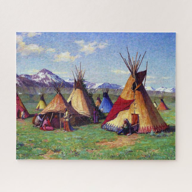 Quebra-cabeça O Teepee da Medicina Joseph Henry Sharp 1903 (Horizontal)