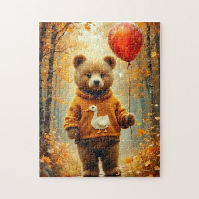 Quebra-cabeça O urso com o balão vermelho (Vertical)
