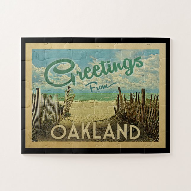 Quebra-cabeça Oakland Beach Viagens vintage (Horizontal)
