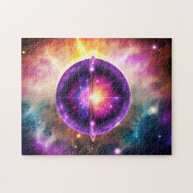 Quebra-cabeça Objeto Interestelar Místico Azul Roxo Cósmico (Horizontal)