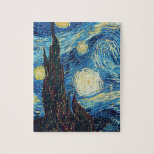Quebra-cabeça Obra-prima Vintage Azul Noite Estrelada de Van Gog