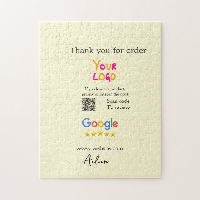 Quebra-cabeça Obrigado avaliação Google scan QR empresa (Vertical)