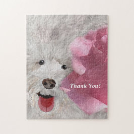 Quebra-cabeça Obrigado Labradoodle e Rosa 