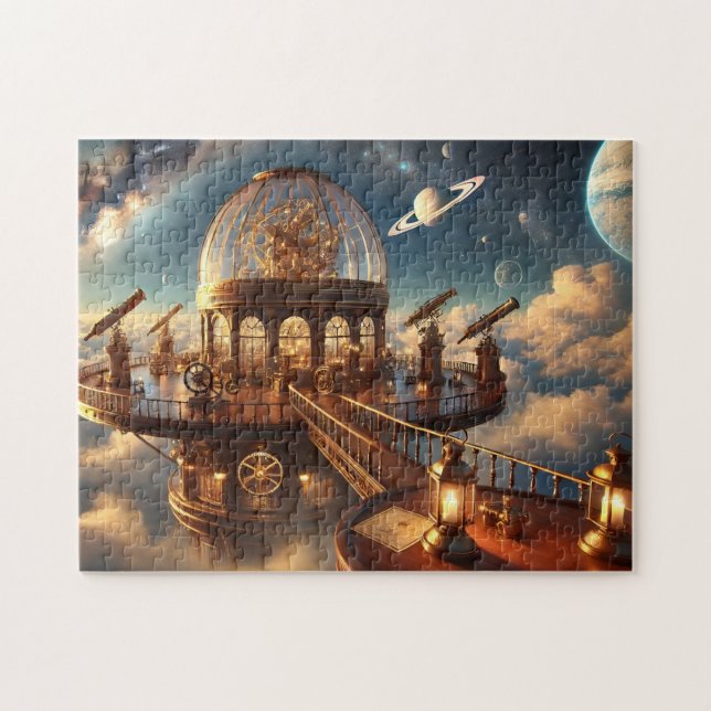 Quebra-cabeça Observatório Celeste Domo Estelar Steampunk (Horizontal)