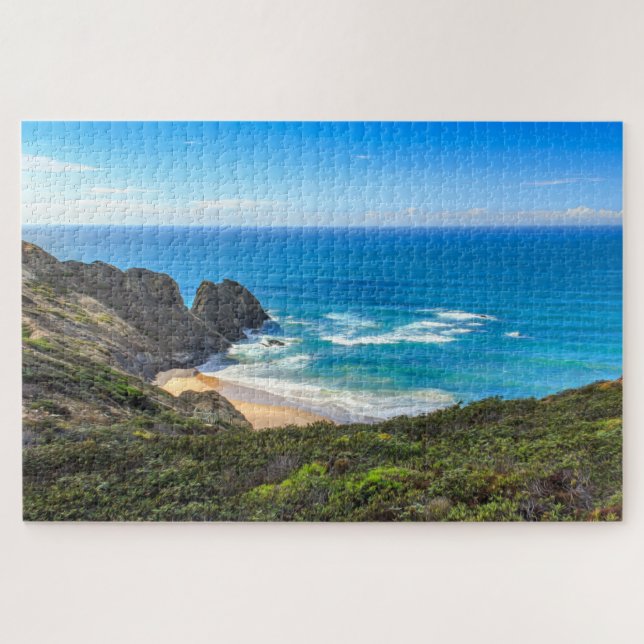 Quebra-cabeça Ocean Beach Turquoise Water Portugal Painting (Horizontal)