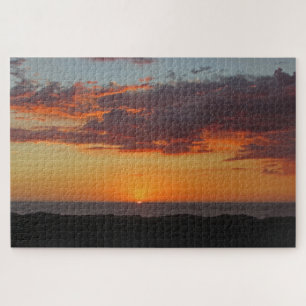 Quebra-cabeça Oceano Pacífico Noite Céu Brilhante Laranja Sunset