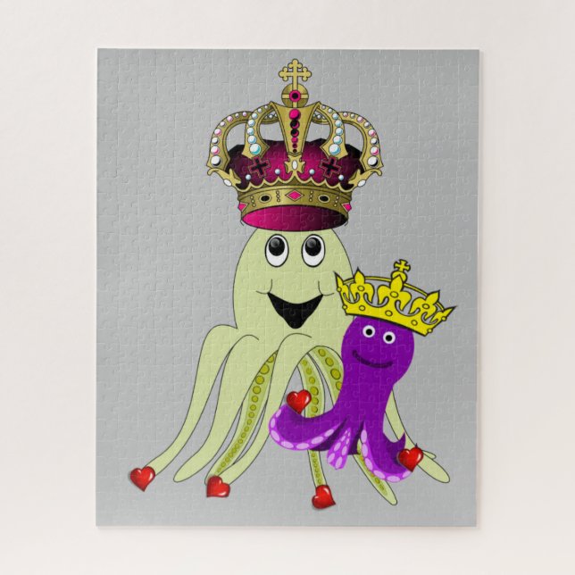 Quebra-cabeça Octopus Adoram Corações Vermelhos (Vertical)