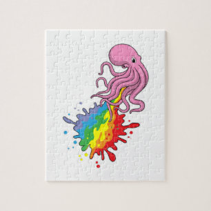 Quebra-cabeça Octopus com arco-íris