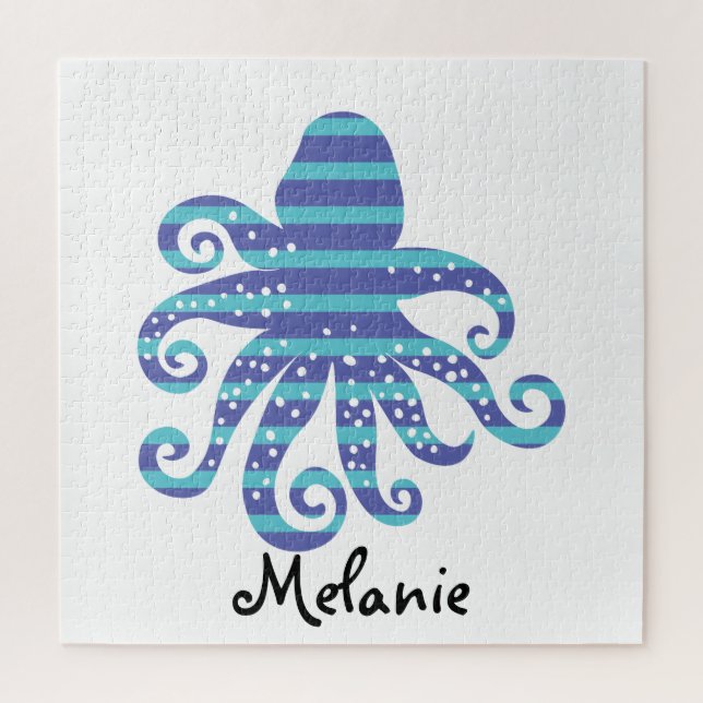 Quebra-cabeça Octopus com risca azul (Vertical)