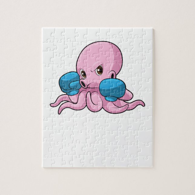 Quebra-cabeça Octopus como Boxer com luvas in a box (Vertical)