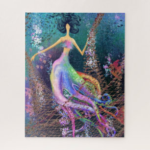 Quebra-cabeça Octopus Girl - Art Drake - Abstrato Ocean Woman