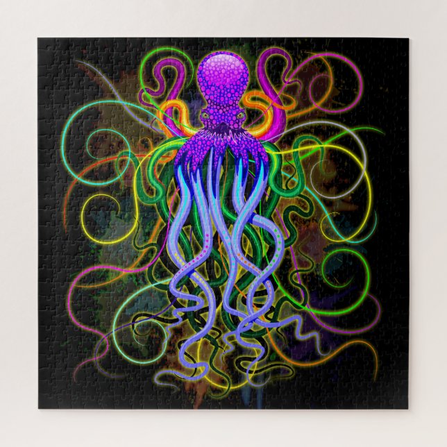 Quebra-cabeça Octopus Luminescência Psicodélica (Vertical)