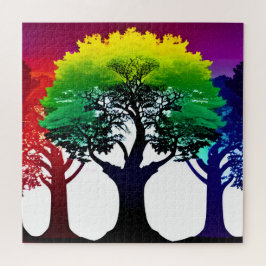 Quebra-cabeça Óculos Coloridos abstrato das Árvores de Outono