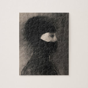 Quebra-cabeça Odilon Redon. Armadura. Cara de mulher escura. Sim