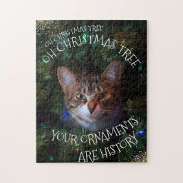 Quebra-cabeça Oh Árvore de Natal Mischievous Grin Gatinho Engraç