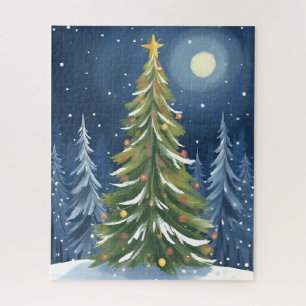 Quebra-cabeça Oh Árvore de Natal Paisagem de Inverno Nevado