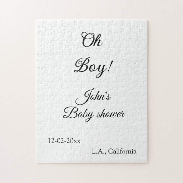 Quebra-cabeça oh chá de fraldas de menina adicione nome data ano (Vertical)