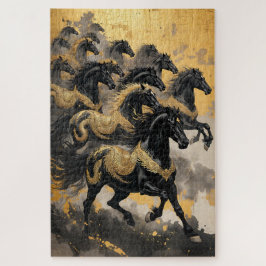 Quebra-cabeça Oito Cavalos Majestosos - Estilo de Tinta Chinesa
