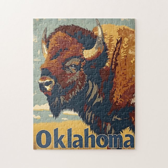 Quebra-cabeça Oklahoma Bison Vintage (Vertical)