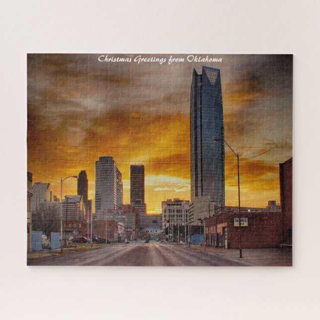 Quebra-cabeça Oklahoma Skyline. Saudações de Natal (Horizontal)