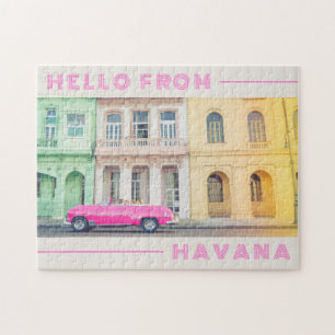 Quebra-cabeça Olá da Havana Retro Pink Car & Architecture