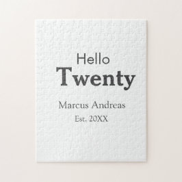 Quebra-cabeça Olá, junte nome de vinte anos. Adicionar minim de 