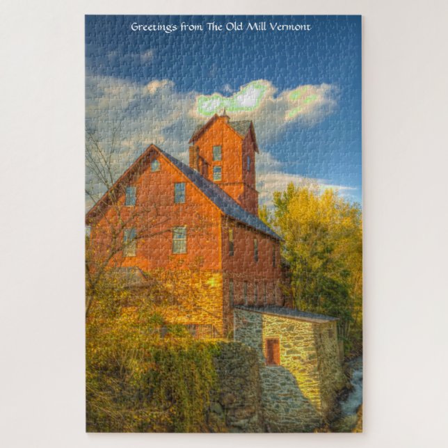 Quebra-cabeça Old Mill in Vermont.Cartões de natal Jigseru Pu (Vertical)