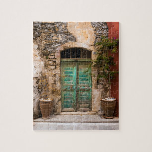 Quebra-cabeça Old Turquoise Door in Crete, Greece