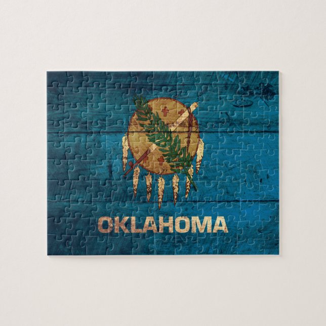 Quebra-cabeça Old Wooden Oklahoma Flag; (Horizontal)