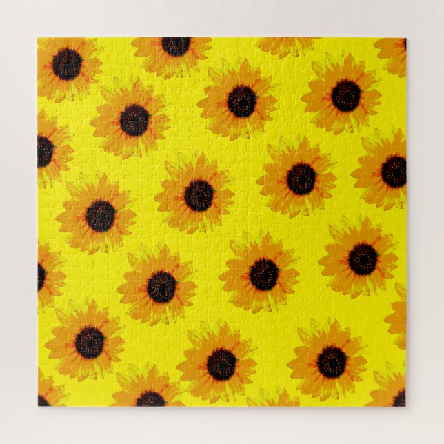 Quebra-cabeça Óleo Amarelo Pintado Girassóis, (Vertical)