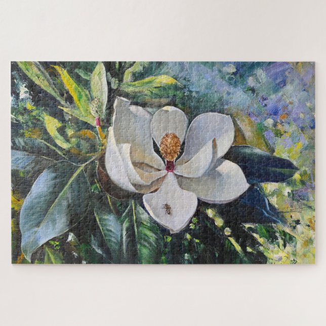 Quebra-cabeça Óleo de Flor de Magnólia Pintura da Harmonia da Na (Horizontal)