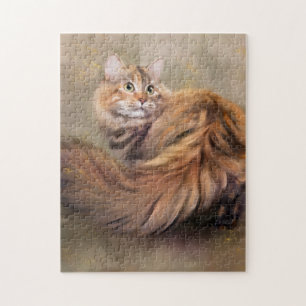 Quebra-cabeça Óleo Siberian da arte do retrato do gato