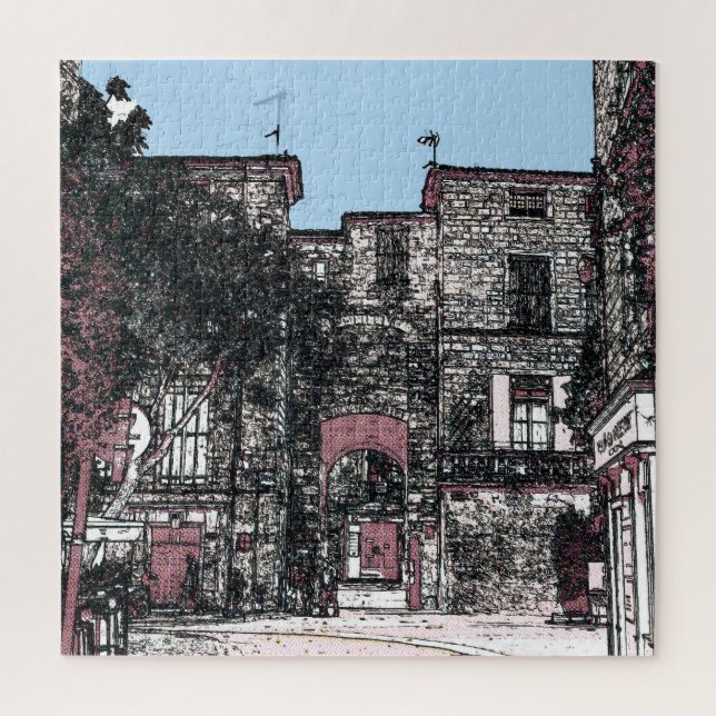 Quebra-cabeça Olhando para a cidade de Pezenas France (Vertical)