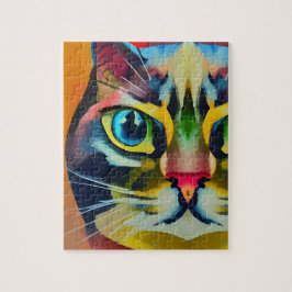 Quebra-cabeça Olho colorido de gato, abstrato tocando vozes gati