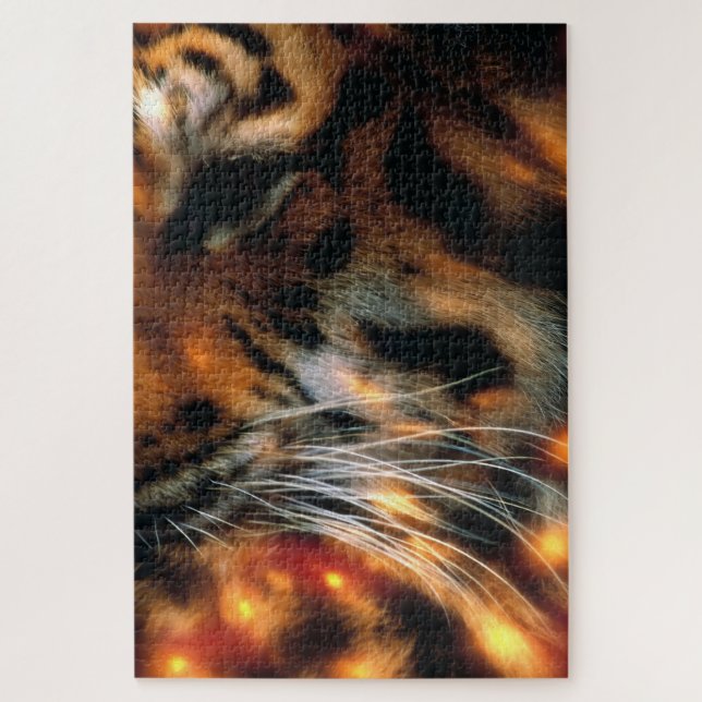 Quebra-cabeça Olho de Tigre Dourado Close-Up Vida Selvagem  (Vertical)