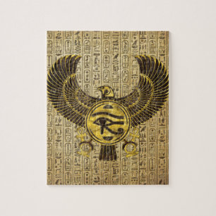 Quebra-cabeça Olho egípcio de Horus - de ouro e de madeira de