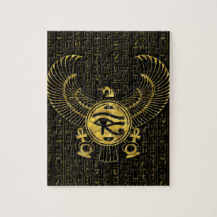 Quebra-cabeça Olho egípcio de Horus - de ouro e de preto de