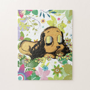 Quebra-cabeça olho grande dormindo Puppy Cão Cartoon Animal Art
