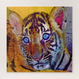 Quebra-cabeça Olhos Azuis Bebê Filhote de Tigre