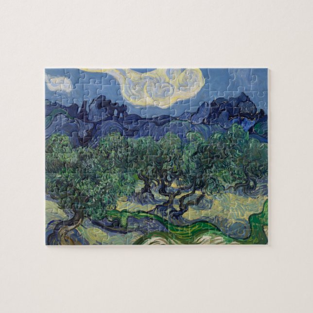 Quebra-cabeça Olive Trees com os Alpilles por Vincent van Gogh (Horizontal)