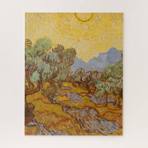 Quebra-cabeça Oliveiras de Van Gogh Céu Sol Amarelo