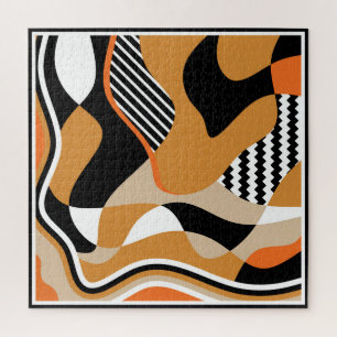 Quebra-cabeça onda abstrato: padrão preto vintage