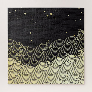 Quebra-cabeça onda de ouro, textura em papel.