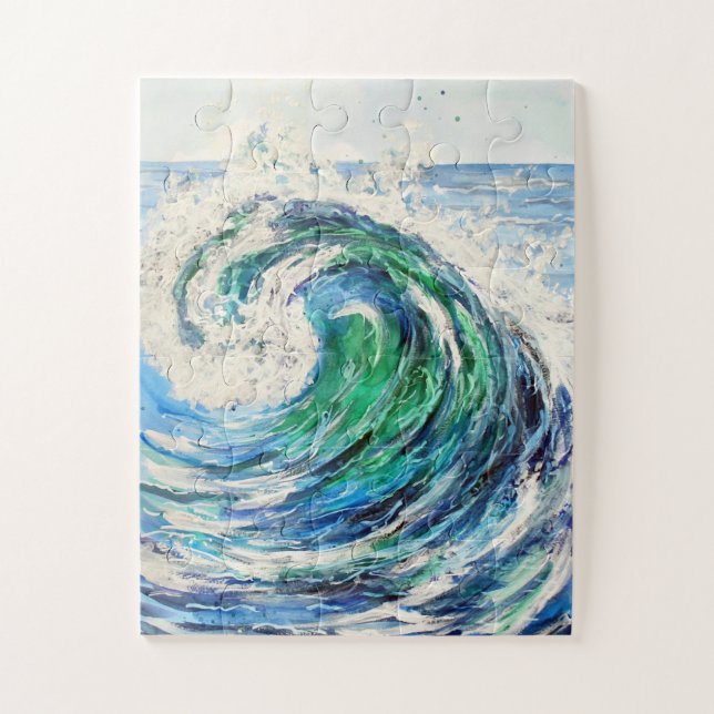 Quebra-cabeça Onda do Oceano Azul e Turquesa (Vertical)
