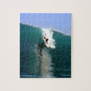 Quebra-cabeça Onda verde enorme surfando