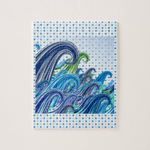 Quebra-cabeça Ondas bolinhas de azul